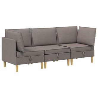 vidaXL Juego De Sof&aacute; Modular Con Almacenamiento 3 Pcs Topo Tela Vidaxl
