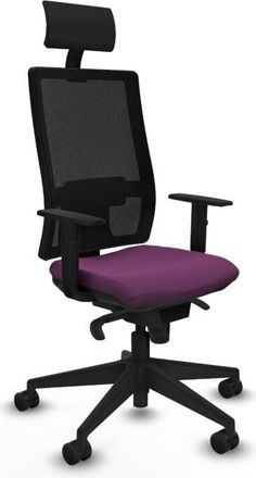 Piqueras y Crespo Piqueras Y Crespo - Horna sincro malla negra similpiel morado brazos 1D base piramidal cabecero fijo ruedas 65mm nailon