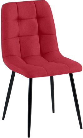 Clp Silla de comedor con patas de metal y asiento de Tela Rojo