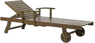 Beliani Beliani - Tumbona Reclinable De Madera De Acacia Oscura Respaldo Ajustable Ruedas Amantea Ii