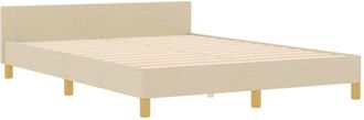 vidaXL Bed Frame with Headboard Cream 140 x 190 cm Fabric vidaXL