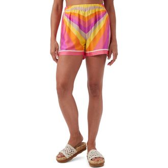 Trina Turk Chiavica 2 Chevron Pull on Satin Short in Multi at Nordstrom, Size Medium