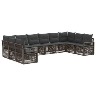 vidaXL Conjunto De Sof&aacute;s De Jard&iacute;n 10 Pcs Gris Rat&aacute;n Sint&eacute;tico Vidaxl