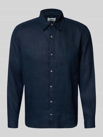 s.Oliver Red Label Regular Fit Freizeithemd aus reinem Leinen in Marine, Gr&ouml;&szlig;e XXL