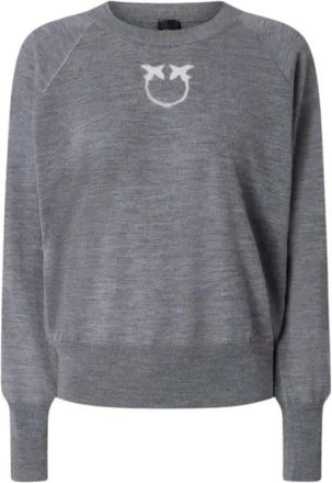 Pinko Lanzarote Sweater - Dames - Ronde hals truien - Grijs - S - Wol - Truien & Vesten