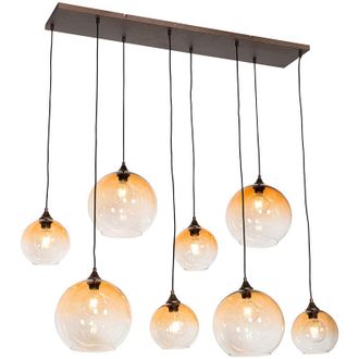 QAZQA Lampada a sospensione grande sandra - Art d&eacute;co - Vetro,Acciaio - Bronzo - Oblungo Max. 8 x Watt - Qazqa
