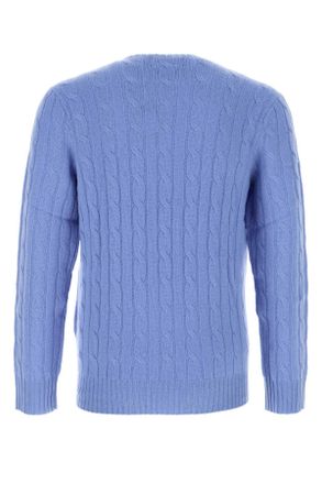 Polo Ralph Lauren Mens Cerulean Blue Cashmere Sweater 005 Exterior: Maglieria