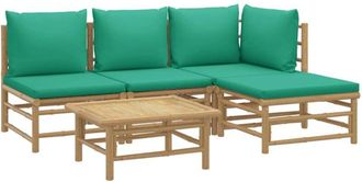 vidaXL Vidaxl - Set De Muebles De Jard&iacute;n 5 Piezas Bamb&uacute; Con Cojines Verde