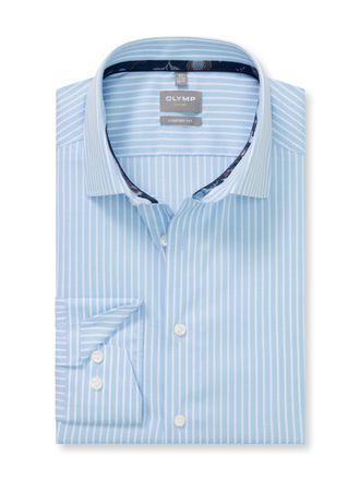 Olymp Luxor Mens Long-Sleeved Shirt, Block Stripes, 466 Comfort Fit 20.13 New Kent, Bleu 11., 15.5