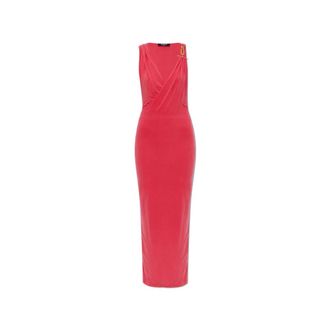 Balmain Party Dresses, female, Pink, Size: S Draped Jersey Halterneck Dress
