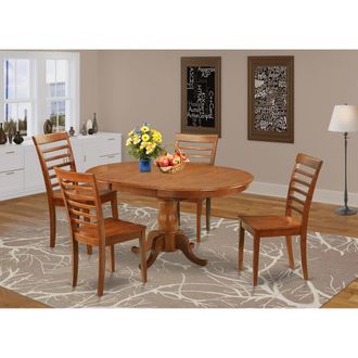 East West Furniture 5 Pc Dining set-Oval Dining Room set-Leaf and 4 Dining Chairs