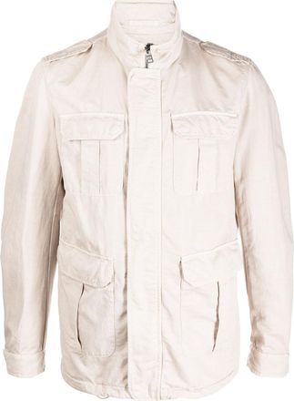 Herno zip-up utility jacket - men - Cotton/Linen/Flax - 50 - Neutrals