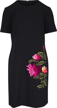 Carolina Herrera Abito con ricamo a fiori - Nero