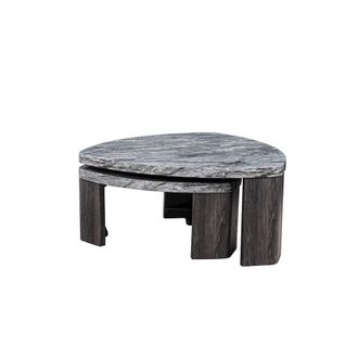 Best Master Furniture Tvoro 2-Piece Swivel Coffee Table Set, Granite Gray and Greige