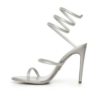 Rene Caovilla High Heel Sandals, female, Gray, Size: 8 1/2 US Crystal-Embellished Spiral Sandals