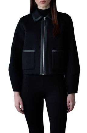 Mackage Solana Wool & Leather Jacket in Black at Nordstrom, Size Xx-Large