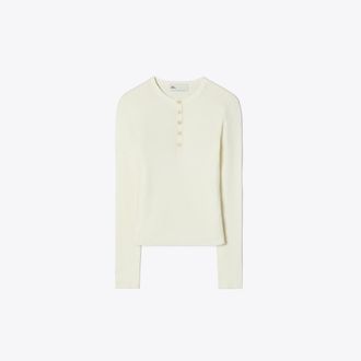 Tory Burch Womens Ribbed Viscose Henley, size XS