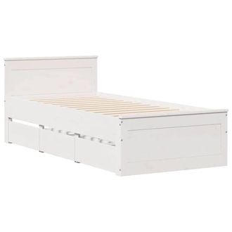 Berkfield Home Durable Bed Frame Frame with Headboard White 75x190 cm Small Sing | Size: Small Single