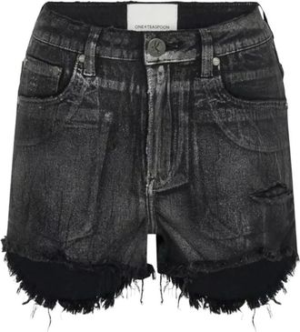 One Teaspoon Hoge taille zwarte denim shorts - Dames - Denim shorts - Zwart - W26 - Denim - Korte Broeken