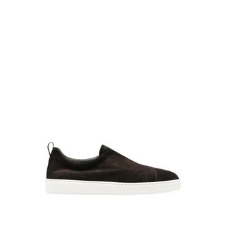 Santoni Victory Slip-On Sneaker - Heren - Schoenen - Bruin - Maat: 45 EU Su&egrave;de