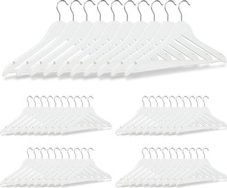 Relaxdays 50 Perchas Ropa Para Pantalones Trajes Camisas, Madera, Blanco, 23,5 X 45 X 1 Cm - Relaxdays