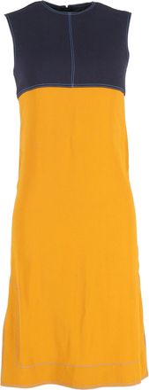 Marni Double Face Crepe Dress in Yellow Viscose