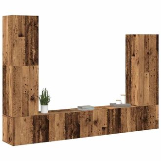 Berkfield Home Classic 4 Piece TV Cabinet Set Wall-mounted Old Wood Engineered Wood