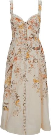 Zimmermann Midi Dresses, female, Multicolor, Size: M Abito midi in lino con stampa floreale