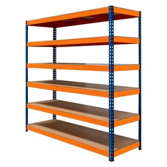 MonsterShop S-Rax 6 Shelf Racking - 180cm x 180cm x 60cm in Blue | Size: 180 cm x 180 cm x 60 cm