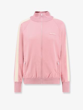 Miu Miu Cardigan in misto seta con patch logo ricamato - MIU MIU - gender_Woman
