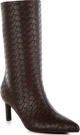 London Rag Mentha Woven Faux Leather Boot in Chocolate at Nordstrom Rack, Size 6