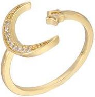 Adornia 14K Gold Plated Cubic Zirconia Moon & Star Open Band Ring at Nordstrom Rack, Size 5/6
