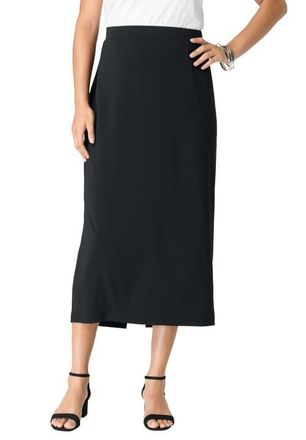 Roaman's Ultrasmooth Fabric Midi Skirt in Black at Nordstrom, Size Small