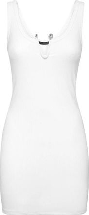 Philipp Plein Rib Knit Slip Dress - Dames - Korte kleedjes - Wit - L - Polyester - Kleedjes