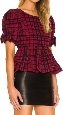 LoveShackFancy Keily Top In Moody Ruby