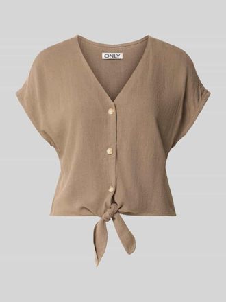 Only Regular Fit Blusentop aus Viskose-Leinen-Mix Modell SIESTA in Mittelbraun, Gr&ouml;&szlig;e XL