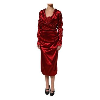 Dolce & Gabbana Draped Midi Sheath - female - Dolce & Gabbana - Party Dresses - Red - 3XL - Dresses