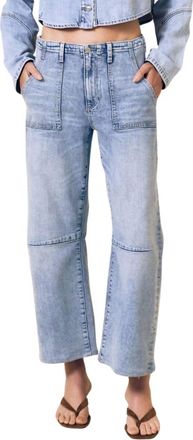 LE JEAN Utility Soft Barrel Jeans In Blue Heaven