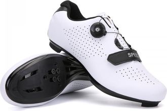 Generic Mens/Womens Cycling Shoes Breathable Professional Road Bikes Shoes Sneakers Unisex Anti-Slip Cycling Trainers Shoe with Rotating Shoelace Indoor/Outdo