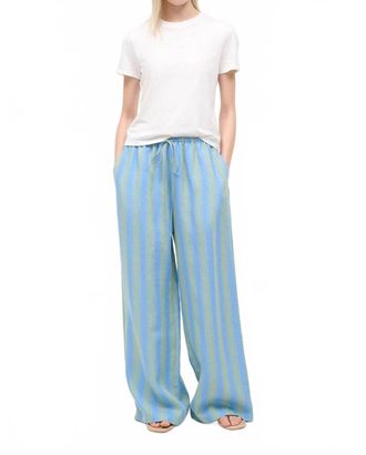 Staud Mateo Linen Pant In Seaport Stripe