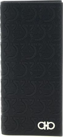 Ferragamo Gancini Wallet - Heren - Portefeuilles - Zwart - ONE Size - Leer - Accessoires