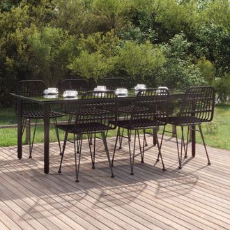vidaXL Juego De Comedor De Jard&iacute;n 7 Piezas Rat&aacute;n Sint&eacute;tico Negro Vidaxl