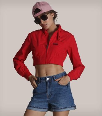Members Only Womens Mini Cropped Racer Jacket