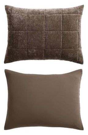 Vera Wang Solid Box Stitched Chenille Quilt & Shams Set in Dark Brown at Nordstrom Rack, Size Queen