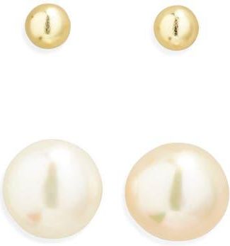 Argento Vivo Set of 2 Ball & Faux Pearl Stud Earrings in Gold at Nordstrom Rack