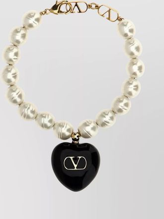Valentino Garavani heart pendant pearl beads bracelet