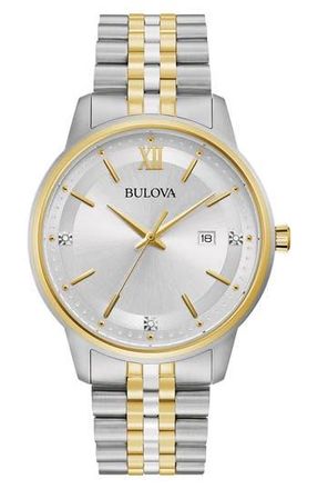 Bulova Two-Tone Diamond Bracelet Watch, 41mm at Nordstrom Rack