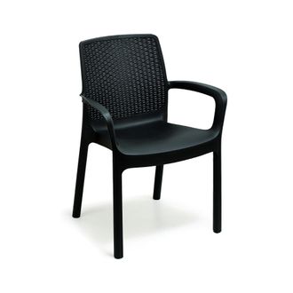 Dmora Dmora - Sillas De Jard&iacute;n Dmoll, Asiento De Jard&iacute;n, Silla Para Mesa De Comedor, Sill&oacute;n De Exterior Efecto Rat&aacute;n, 100% Made In Italy, 54x60h82 Cm, Antra