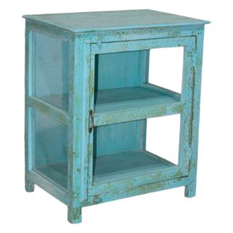 Wanderlust Deco Vitrina de madera azul acabado artesanal 67x46x80cm