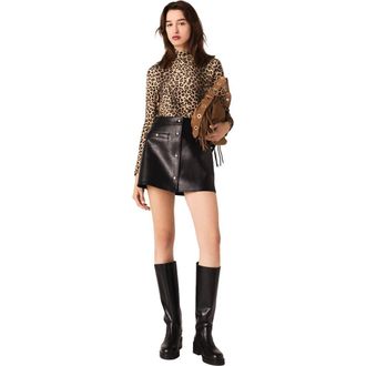 Maje Short leather skirt in Black at Nordstrom, Size 42 Eu